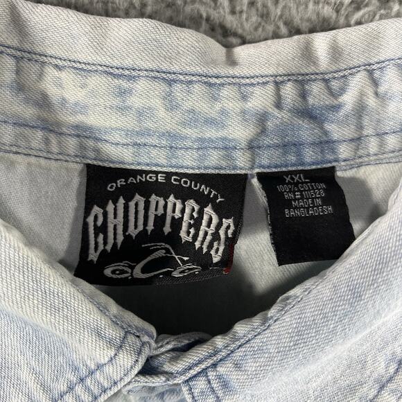 Orange County Choppers Denim Cut Off Vest Mens 2XL Sleeveless Y2K Double Sided - Picture 9 of 12